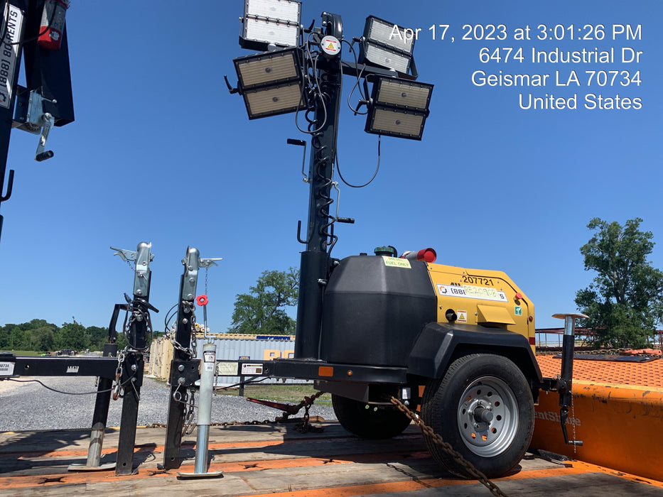 2022 Allmand NLV3GR (4) LED Light Fixture 350W, 23' Vertical Mast, 3kW Prime, Towable, Deep Sea L401, Leveling Jacks, Yanmar T4F 5.8hp