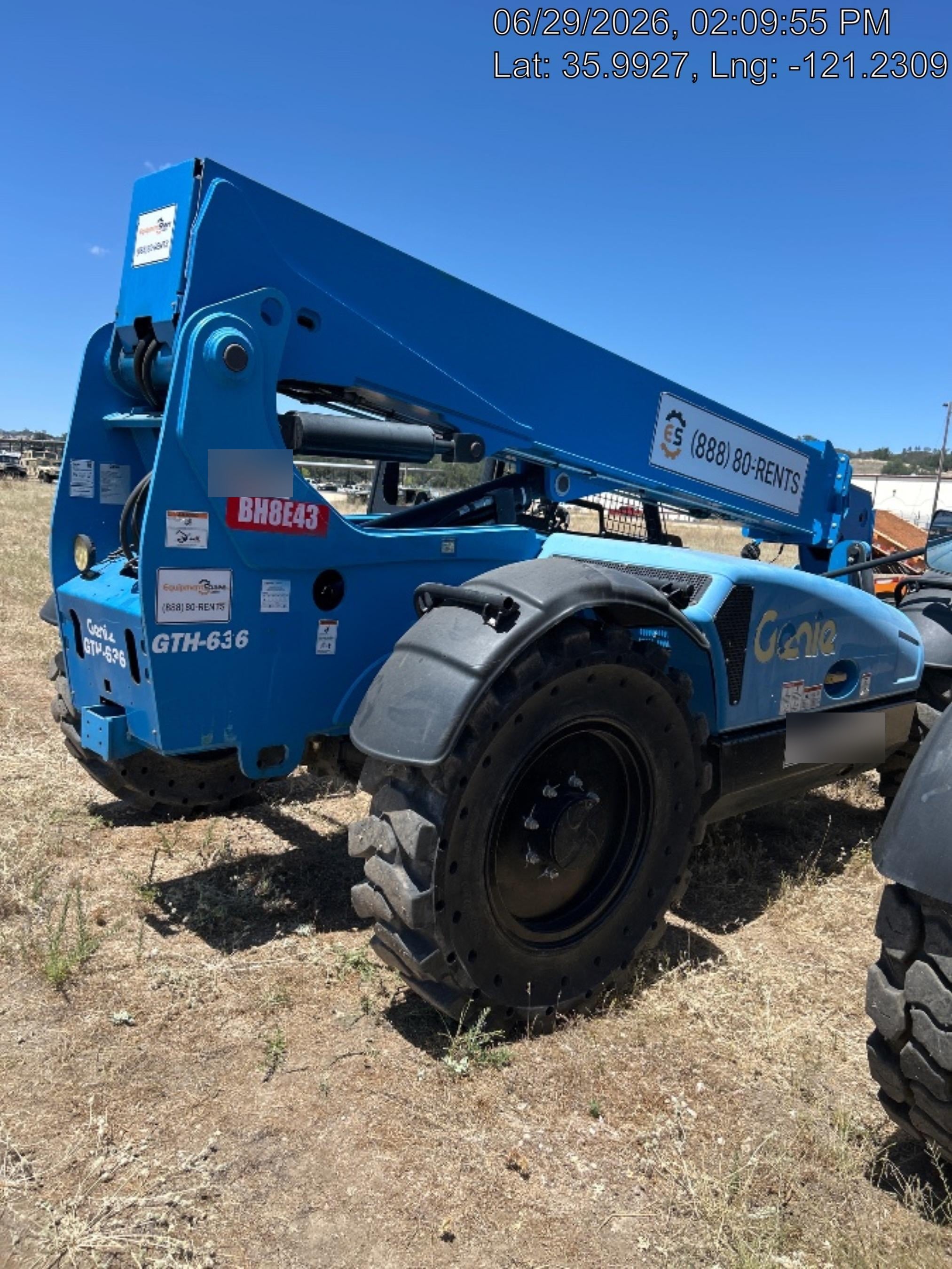 2019 Genie GTH-636 Canopy, Solid RT Tires, LED Work Lights, Beacon 60" QA Carriage, 48" Forks
