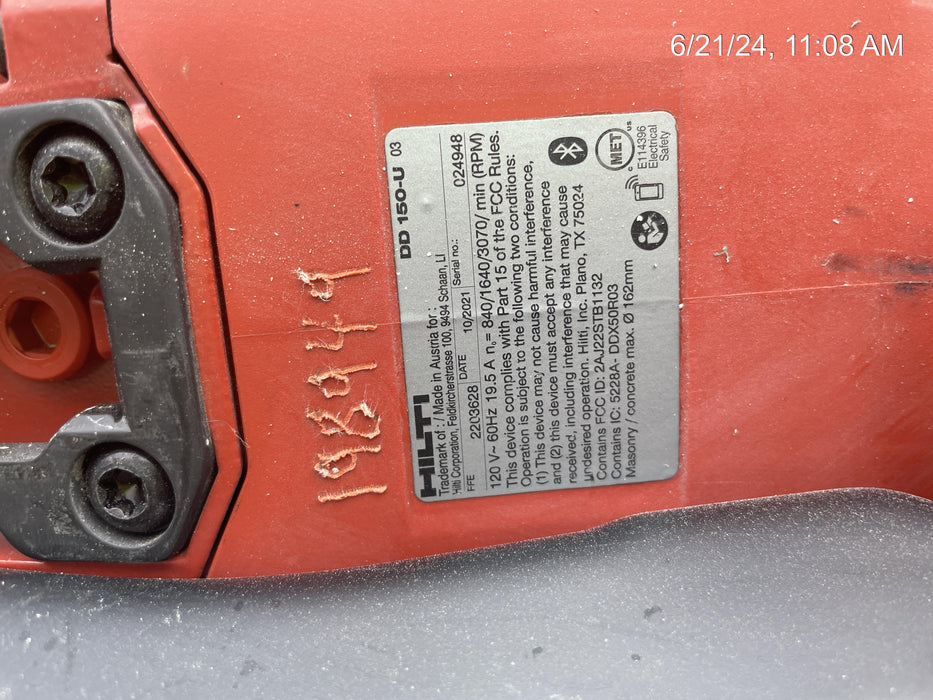 2022 HILTI DD 150-U