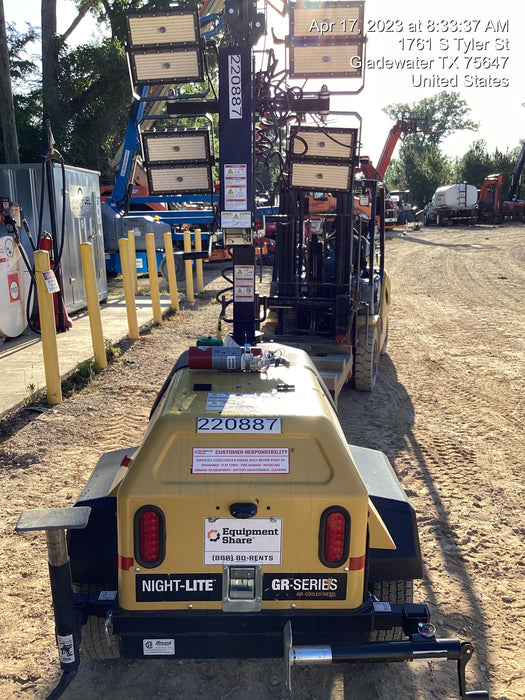 2022 Allmand NLV3GR (4) LED Light Fixture 350W, 23' Vertical Mast, 3kW Prime, Towable, Deep Sea L401, Leveling Jacks, Yanmar T4F 5.8hp