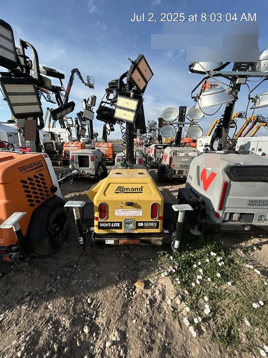 2022 Allmand NLV3GR (4) LED Light Fixture 350W, 23' Vertical Mast, 3kW Prime, Towable, ES Decals, T3