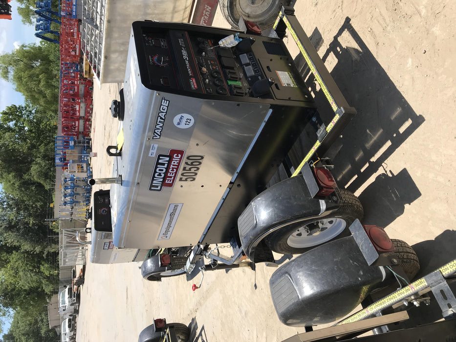 2019 Lincoln Electric Vantage 322 Welder Ready-Pak 3, Two wheel trailer, Fender and Light kit, Cable Rack