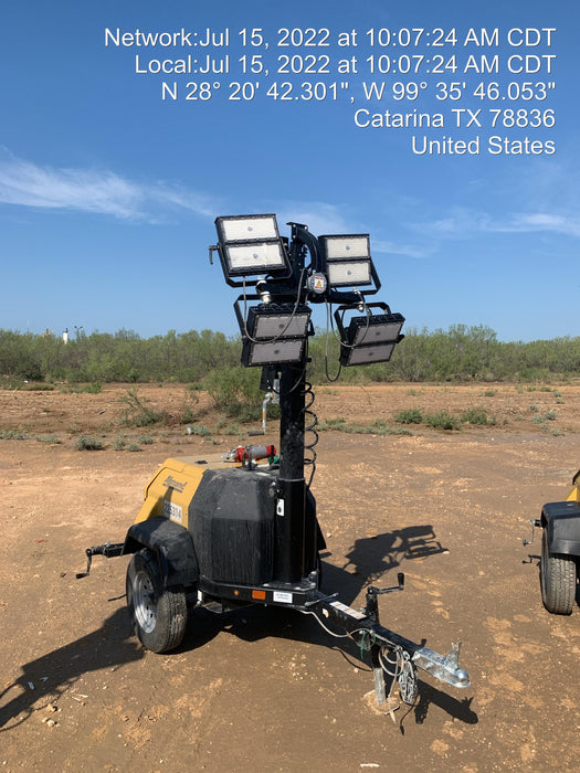 2022 Allmand NLV3GR (4) LED Light Fixture 350W, 23' Vertical Mast, 3kW Prime, Towable, Deep Sea L401, Leveling Jacks, Yanmar T4F 5.8hp