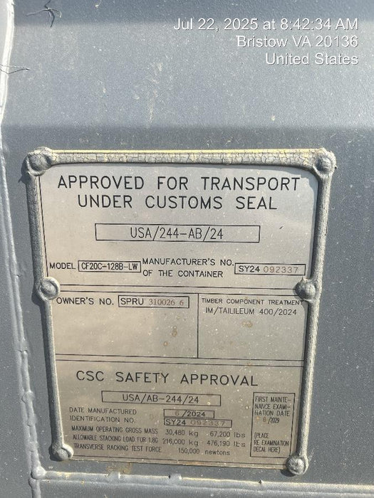 2025 CONEX Storage Container 8'x8'x20'