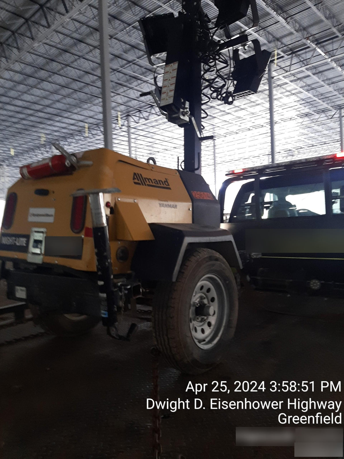 2022 Allmand NLV3GR (4) LED Light Fixture 350W, 23' Vertical Mast, 3kW Prime, Towable, ES Decals, T3
