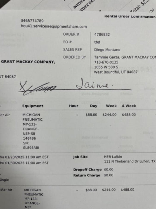 2021 MICHIGAN PNEUMATIC MP-133-ORANGE-NEP