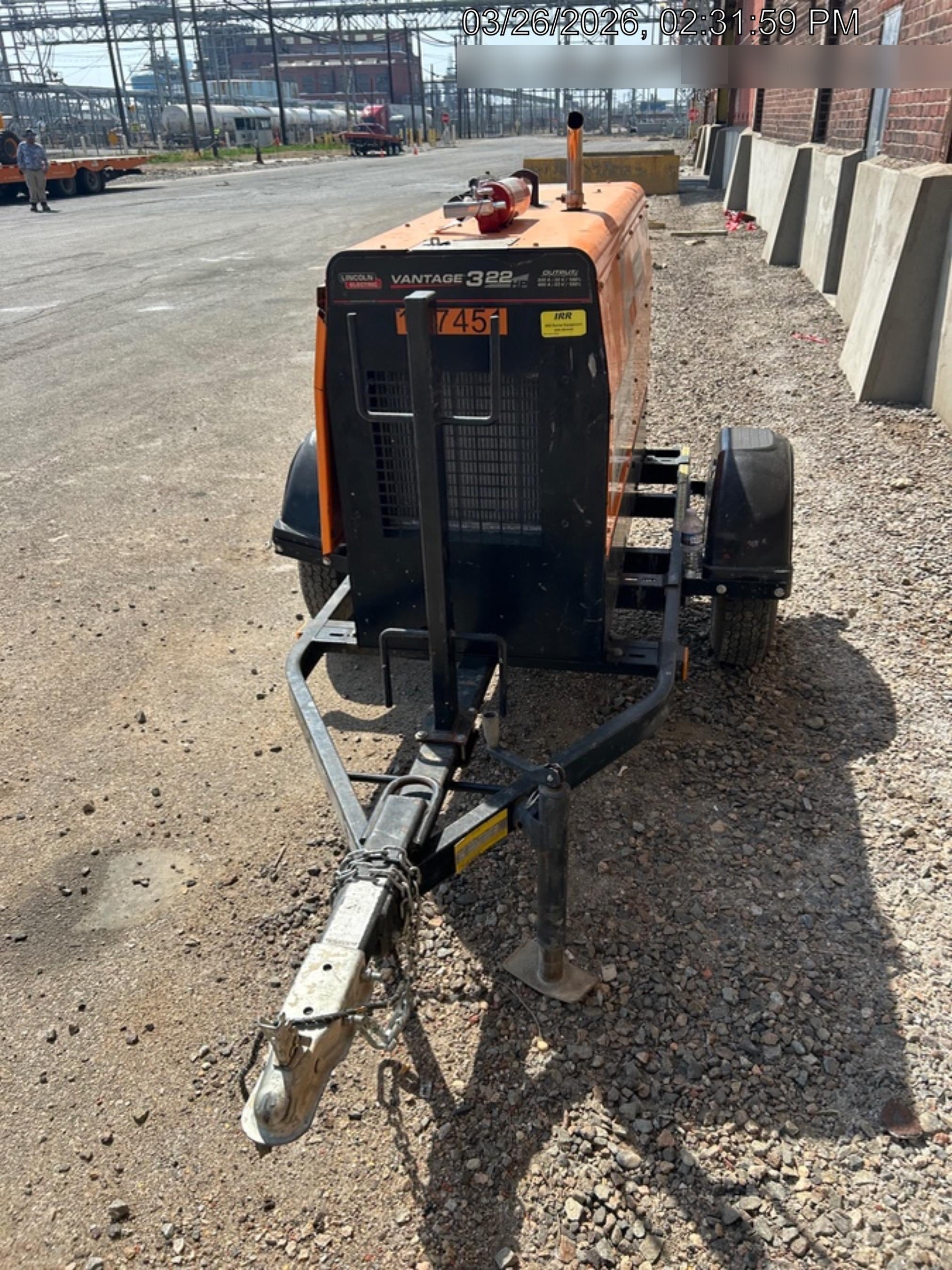 2021 Lincoln Electric Vantage 322 Vantage 322 Ready Pak 3 w/ Decals, ORANGE (includes trailer, cable rack, fender light kit) NO Telematics
