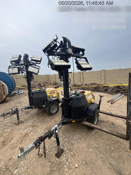 2022 Allmand NLV3GR (4) LED Light Fixture 350W, 23' Vertical Mast, 3kW Prime, Towable, Deep Sea L401, Leveling Jacks, Yanmar T4F 5.8hp