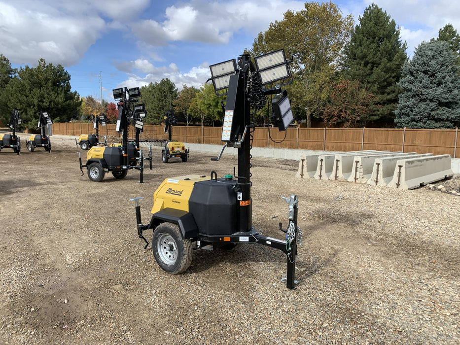 2022 Allmand NLV3GR (4) LED Light Fixture 350W, 23' Vertical Mast, 3kW Prime, Towable, ES Decals, T3