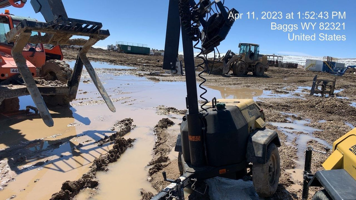 2022 Allmand NLV3GR (4) LED Light Fixture 350W, 23' Vertical Mast, 3kW Prime, Towable, ES Decals, T3