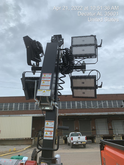 2022 Allmand NLV3GR (4) LED Light Fixture 350W, 23' Vertical Mast, 3kW Prime, Towable, Deep Sea L401, Leveling Jacks, Yanmar T4F 5.8hp