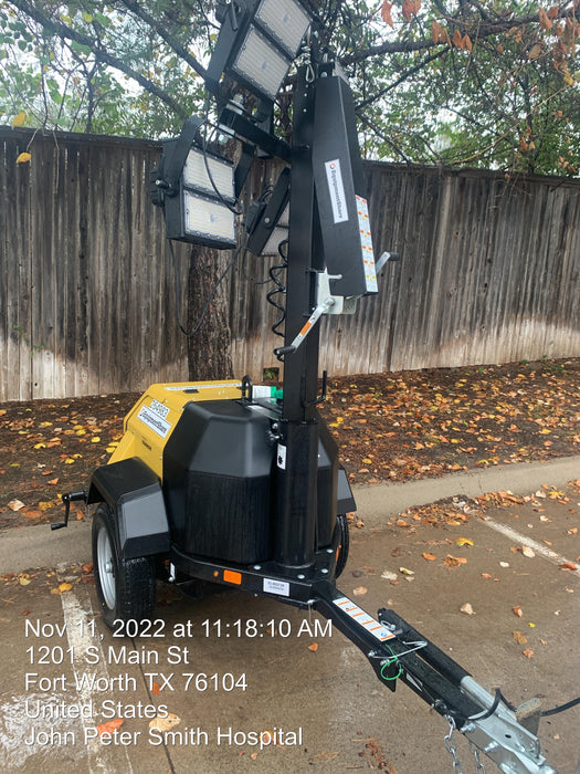 2022 Allmand NLV3GR (4) LED Light Fixture 350W, 23' Vertical Mast, 3kW Prime, Towable, ES Decals, T3