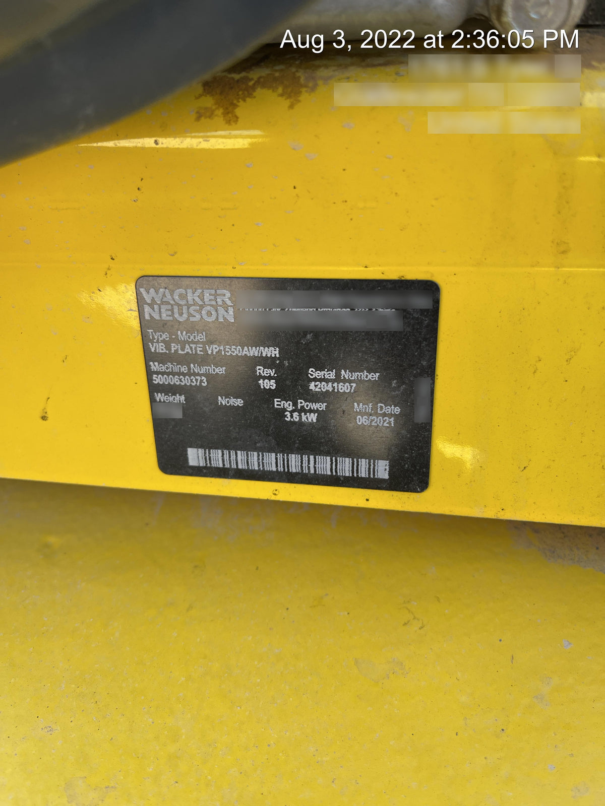 2021 WACKER NEUSON VP1550AW