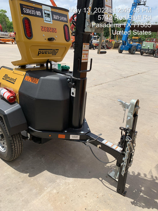 2022 Allmand NLV3GR (4) LED Light Fixture 350W, 23' Vertical Mast, 3kW Prime, Towable, Deep Sea L401, Leveling Jacks, Yanmar T4F 5.8hp