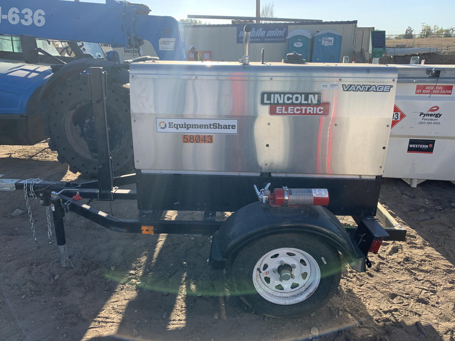 2019 Lincoln Electric Vantage 322 Welder Ready-Pak 3, Two wheel trailer, Fender and Light kit, Cable Rack