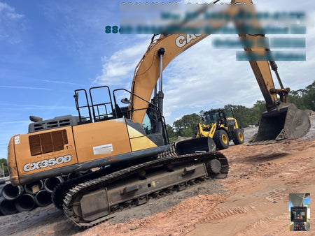 2017 Case CX350D CAB A/C, 13'-3" ARM, STEEL TRACKS