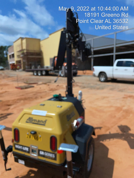 2022 Allmand NLV3GR (4) LED Light Fixture 350W, 23' Vertical Mast, 3kW Prime, Towable, Deep Sea L401, Leveling Jacks, Yanmar T4F 5.8hp