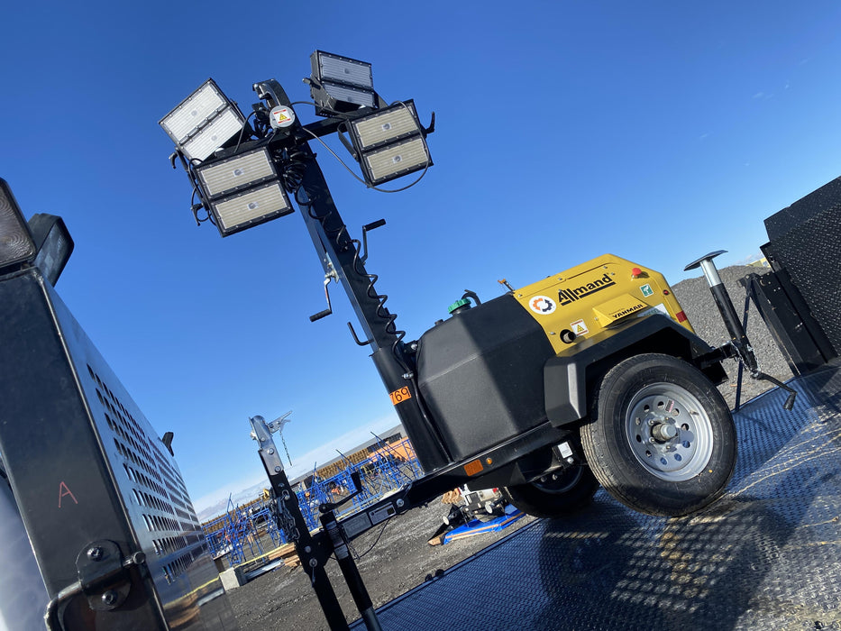 2022 Allmand NLV3GR (4) LED Light Fixture 350W, 23' Vertical Mast, 3kW Prime, Towable, ES Decals, T3