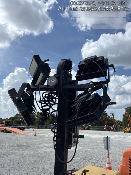 2022 Allmand NLV3GR (4) LED Light Fixture 350W, 23' Vertical Mast, 3kW Prime, Towable, Deep Sea L401, Leveling Jacks, Yanmar T4F 5.8hp
