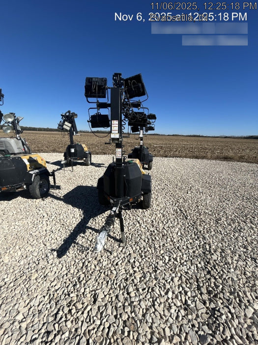 2022 Allmand NLV3GR (4) LED Light Fixture 350W, 23' Vertical Mast, 3kW Prime, Towable, Deep Sea L401, Leveling Jacks, Yanmar T4F 5.8hp