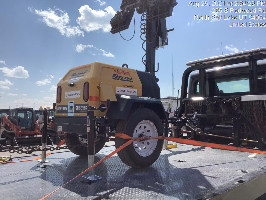 2021 Allmand NLV3GR (4) LED Light Fixture 350W, 23' Vertical Mast, 3kW Prime, Towable, Deep Sea L401, Leveling Jacks, Yanmar T4F 5.8hp