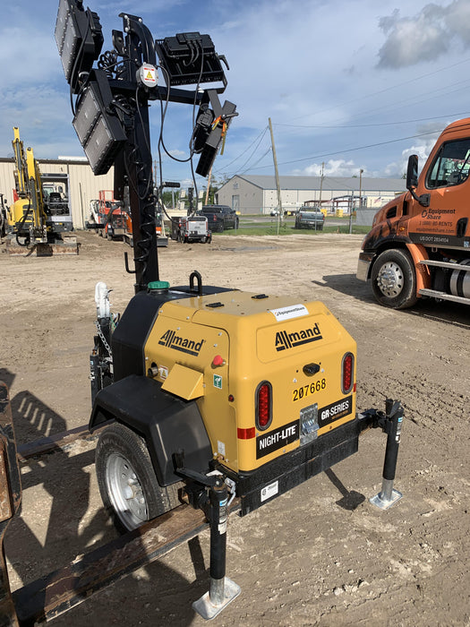 2022 Allmand NLV3GR (4) LED Light Fixture 350W, 23' Vertical Mast, 3kW Prime, Towable, Deep Sea L401, Leveling Jacks, Yanmar T4F 5.8hp