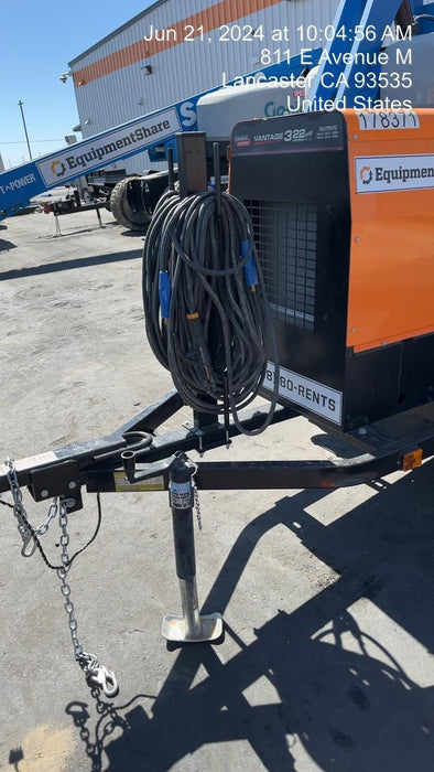 2022 Lincoln Electric Vantage 322 Trlr Mounted, Cable Rack, Light Kit