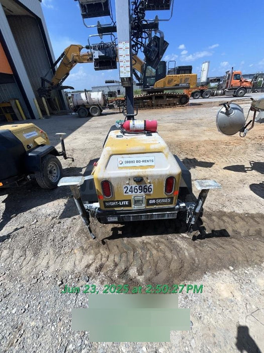 2022 Allmand NLV3GR (4) LED Light Fixture 350W, 23' Vertical Mast, 3kW Prime, Towable, ES Decals, T3