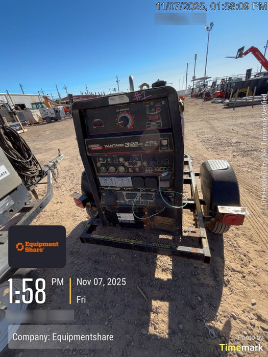 2019 Lincoln Electric Vantage 322 Welder Ready-Pak 3, Two wheel trailer, Fender and Light kit, Cable Rack