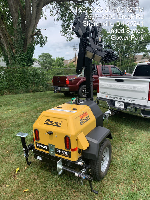 2022 Allmand NLV3GR (4) LED Light Fixture 350W, 23' Vertical Mast, 3kW Prime, Towable, Deep Sea L401, Leveling Jacks, Yanmar T4F 5.8hp