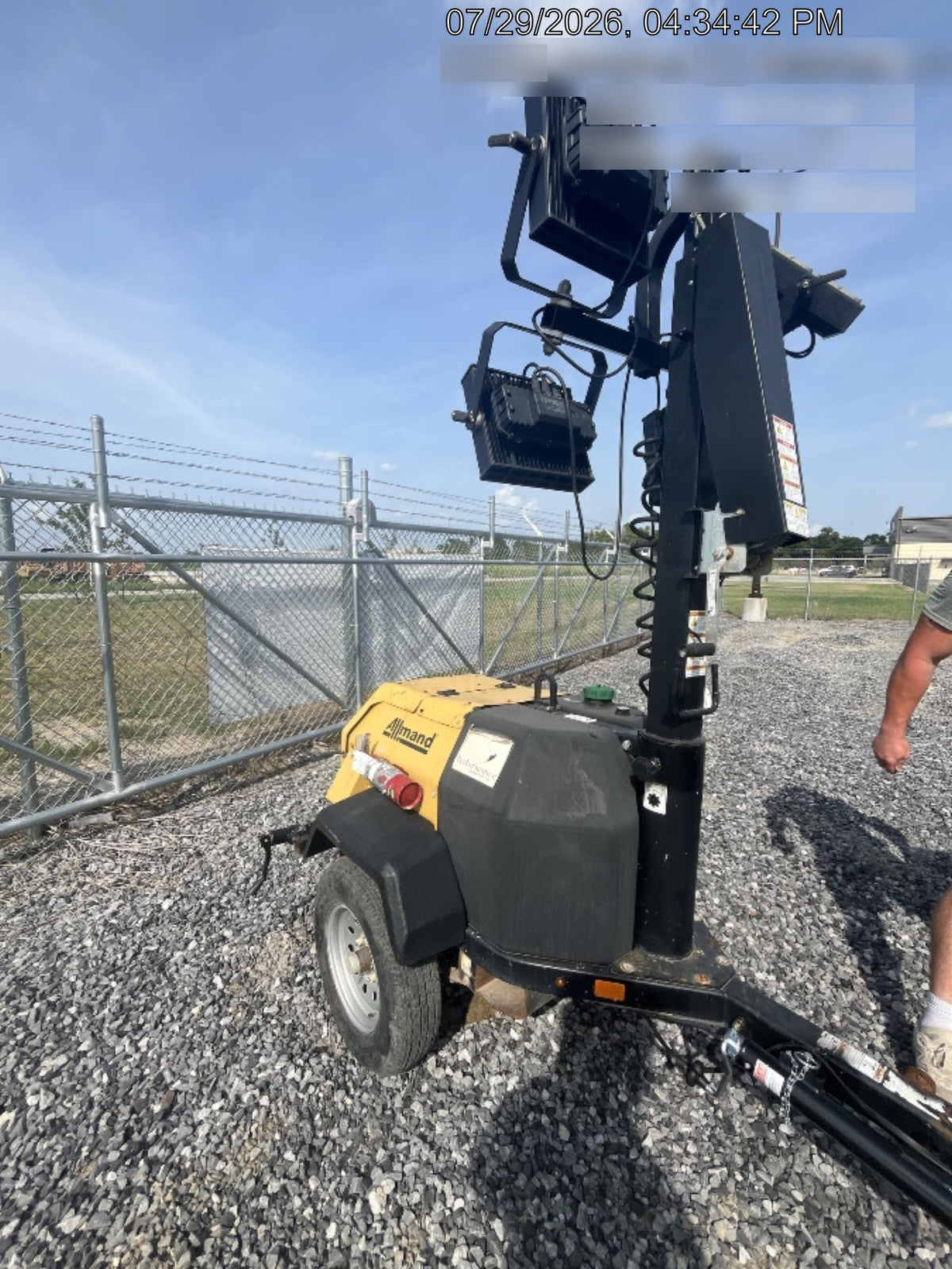 2022 Allmand NLV3GR (4) LED Light Fixture 350W, 23' Vertical Mast, 3kW Prime, Towable, Deep Sea L401, Leveling Jacks, Yanmar T4F 5.8hp