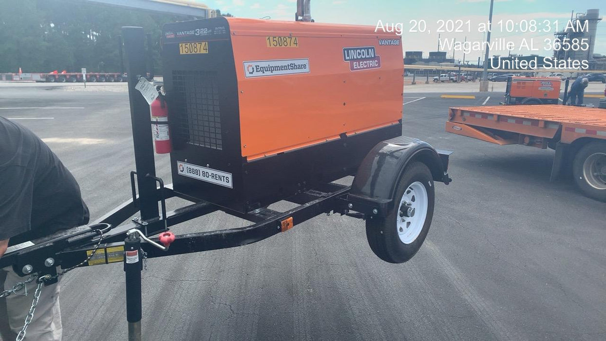 2021 Lincoln Electric Vantage 322 Vantage 322 Ready Pak 3 w/ Telematics & Decals, ORANGE (includes trailer, cable rack, fender light kit)