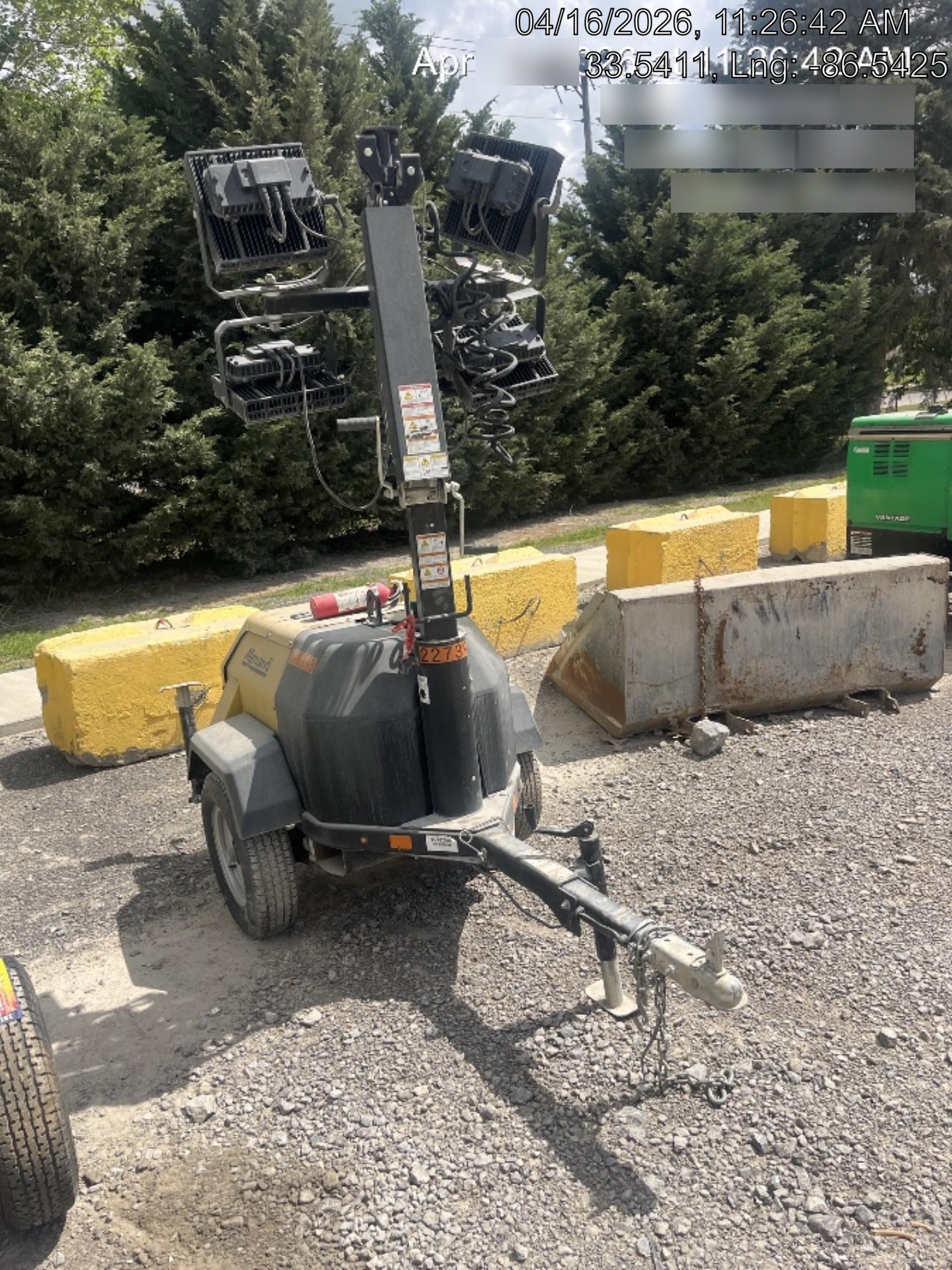 2022 Allmand NLV3GR (4) LED Light Fixture 350W, 23' Vertical Mast, 3kW Prime, Towable, Deep Sea L401, Leveling Jacks, Yanmar T4F 5.8hp