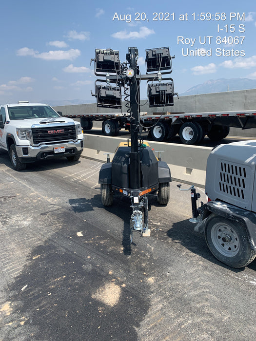 2021 Allmand NLV3GR (4) LED Light Fixture 350W, 23' Vertical Mast, 3kW Prime, Towable, Deep Sea L401, Leveling Jacks, Yanmar T4F 5.8hp