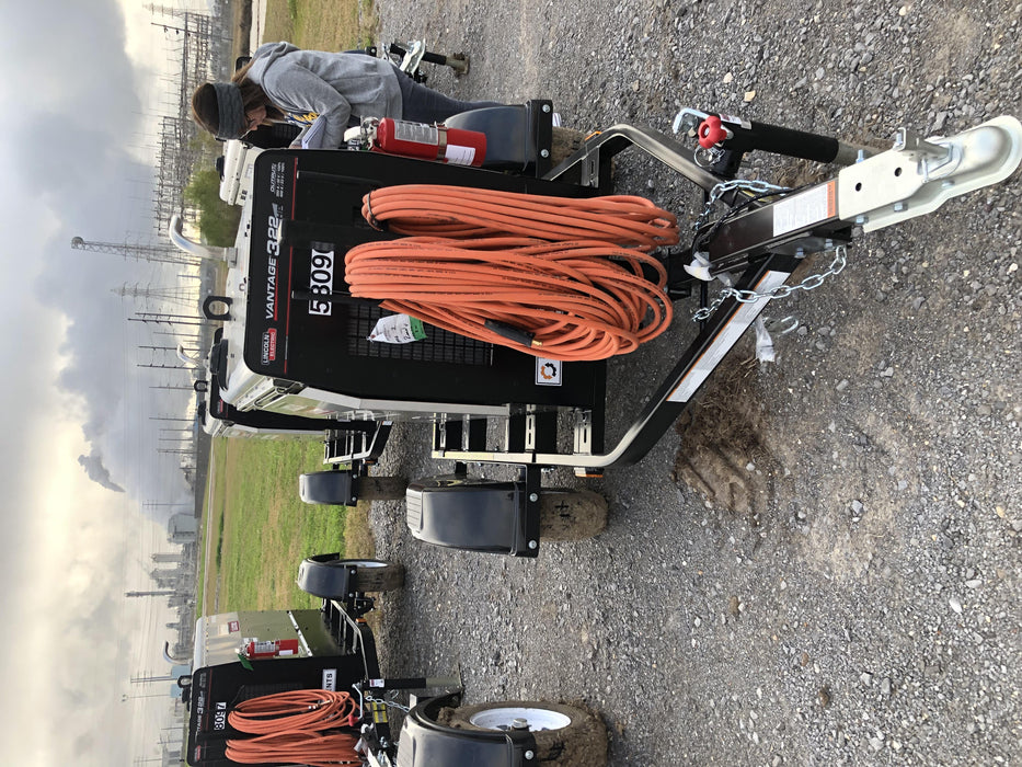 2019 Lincoln Electric Vantage 322 Welder Ready-Pak 3, Two wheel trailer, Fender and Light kit, Cable Rack