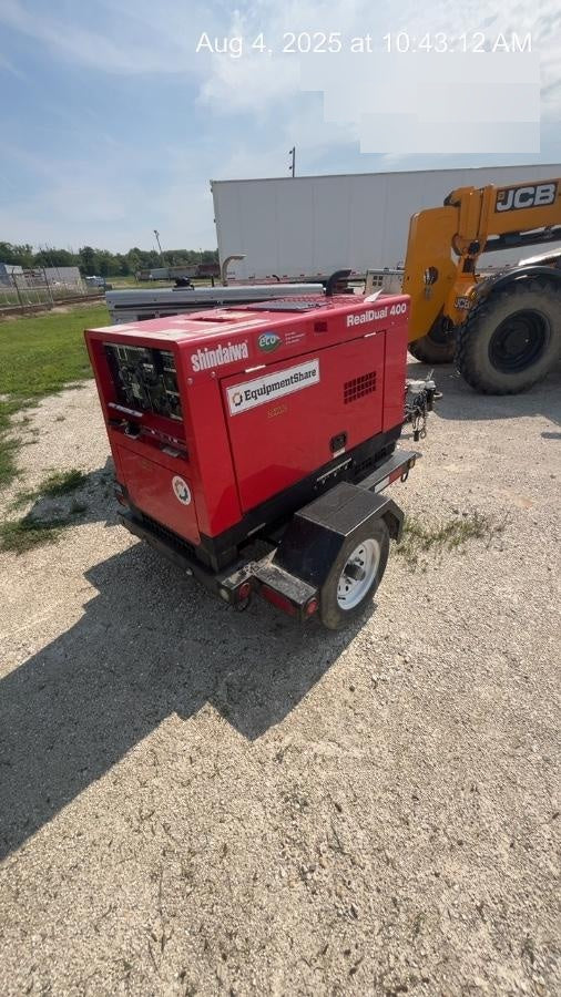 2023 Shindaiwa DGW400MDL Kubota D902 Engine, 23 HP, Dual Op Welder, Wire, Arc, Droop Stick, Tig, and CC Stick Functionality, Simulphase, 3 Phase and 1 Phase Gen Output, Single Axle NB Trlr, Slr Trckl Chrg 12V 12W, Fire Ext