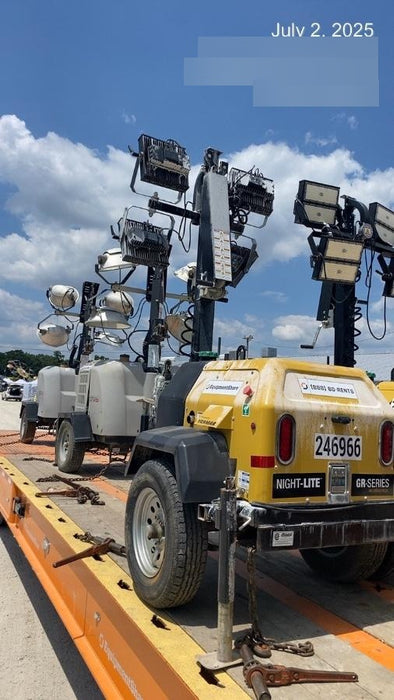 2022 Allmand NLV3GR (4) LED Light Fixture 350W, 23' Vertical Mast, 3kW Prime, Towable, ES Decals, T3