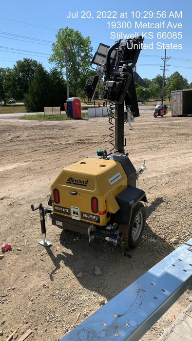 2022 Allmand NLV3GR (4) LED Light Fixture 350W, 23' Vertical Mast, 3kW Prime, Towable, Deep Sea L401, Leveling Jacks, Yanmar T4F 5.8hp