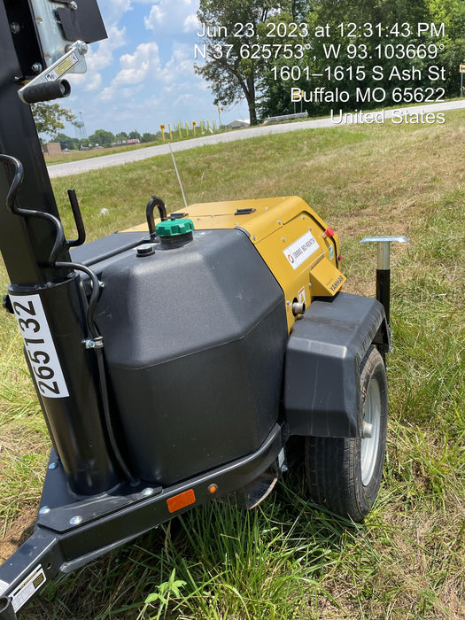 2022 Allmand NLV3GR (4) LED Light Fixture 350W, 23' Vertical Mast, 3kW Prime, Towable, ES Decals, T3