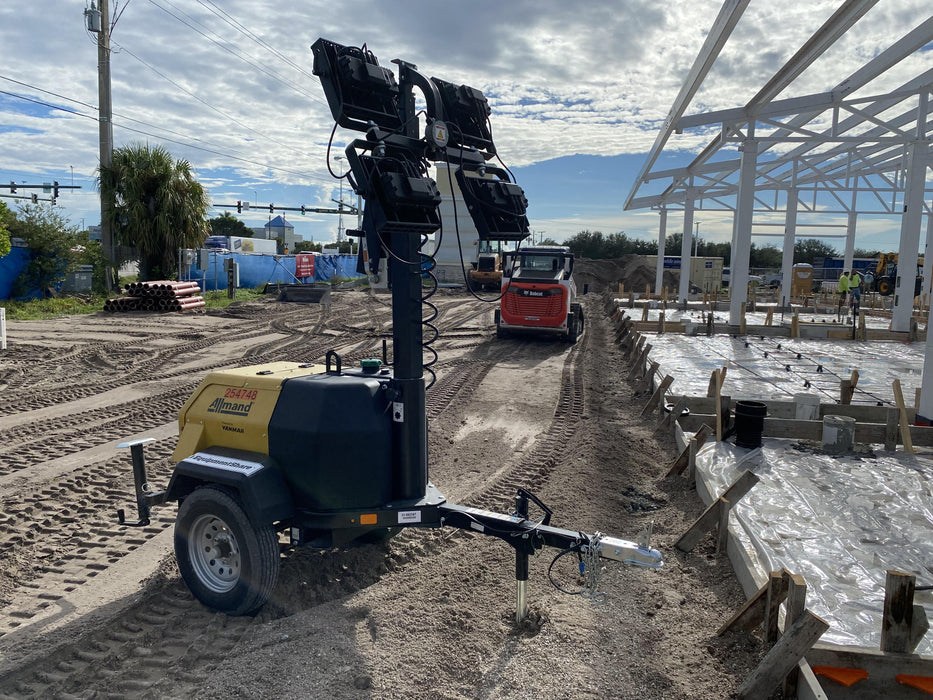 2022 Allmand NLV3GR (4) LED Light Fixture 350W, 23' Vertical Mast, 3kW Prime, Towable, ES Decals, T3