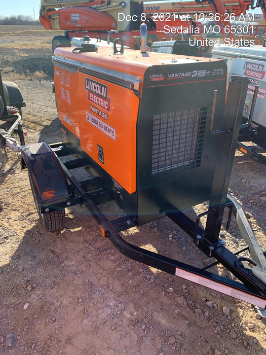 2021 Lincoln Electric Vantage 322 Vantage 322 Ready Pak 3 w/ Decals, ORANGE (includes trailer, cable rack, fender light kit) NO Telematics