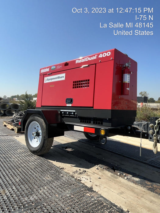 2023 Shindaiwa DGW400MDL Kubota D902 Engine, 23 HP, Dual Op Welder, Wire, Arc, Droop Stick, Tig, and CC Stick Functionality, Simulphase, 3 Phase and 1 Phase Gen Output, Single Axle NB Trlr, Slr Trckl Chrg 12V 12W, Fire Ext