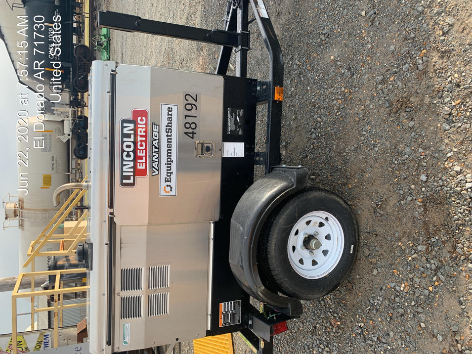 2019 Lincoln Electric Vantage 322 Ready-Pak 3, Two Wheel Trailer, Fender and Light Kit, Cable Rack