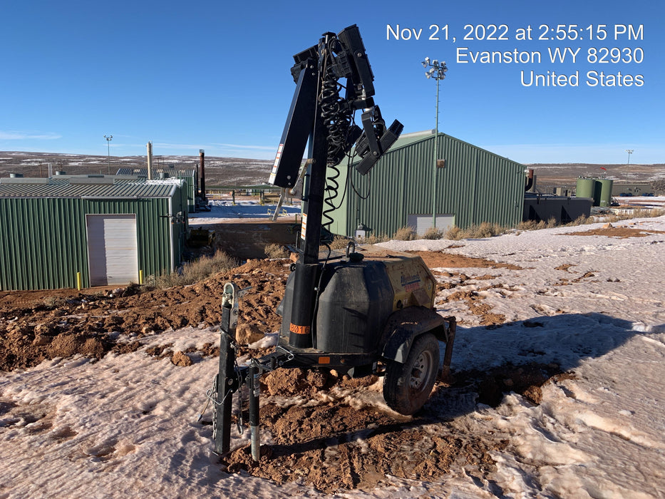 2022 Allmand NLV3GR (4) LED Light Fixture 350W, 23' Vertical Mast, 3kW Prime, Towable, Deep Sea L401, Leveling Jacks, Yanmar T4F 5.8hp