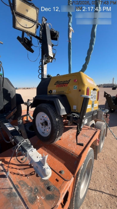 Allmand NLV3GR (4) LED Light Fixture 350W, 23' Vertical Mast, 3kW Prime, Towable, Deep Sea L401, Leveling Jacks, Yanmar T4F 5.8hp