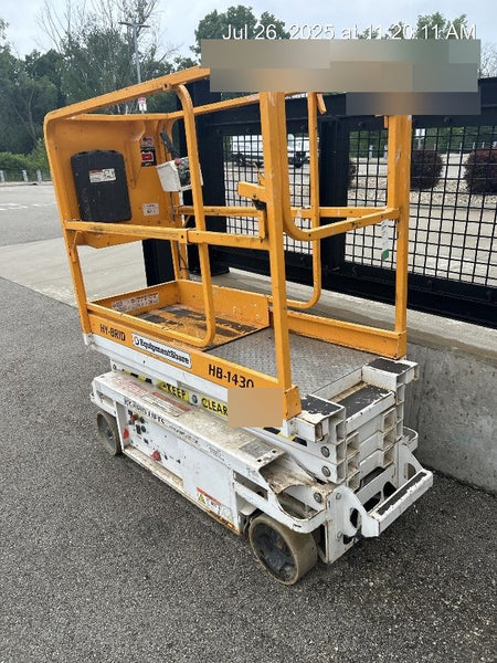 Custom Equipment HB-1430 <ul>
 <li>Hy-Brid Scissor Lift</li>
  <li>Platform capacity up to 670 lbs.</li>
  <li>Working height up to 20 ft</li>
  <li>Weighs under 1,700 lbs.</li>
  <li>Non-marking wheels </li>
</ul>