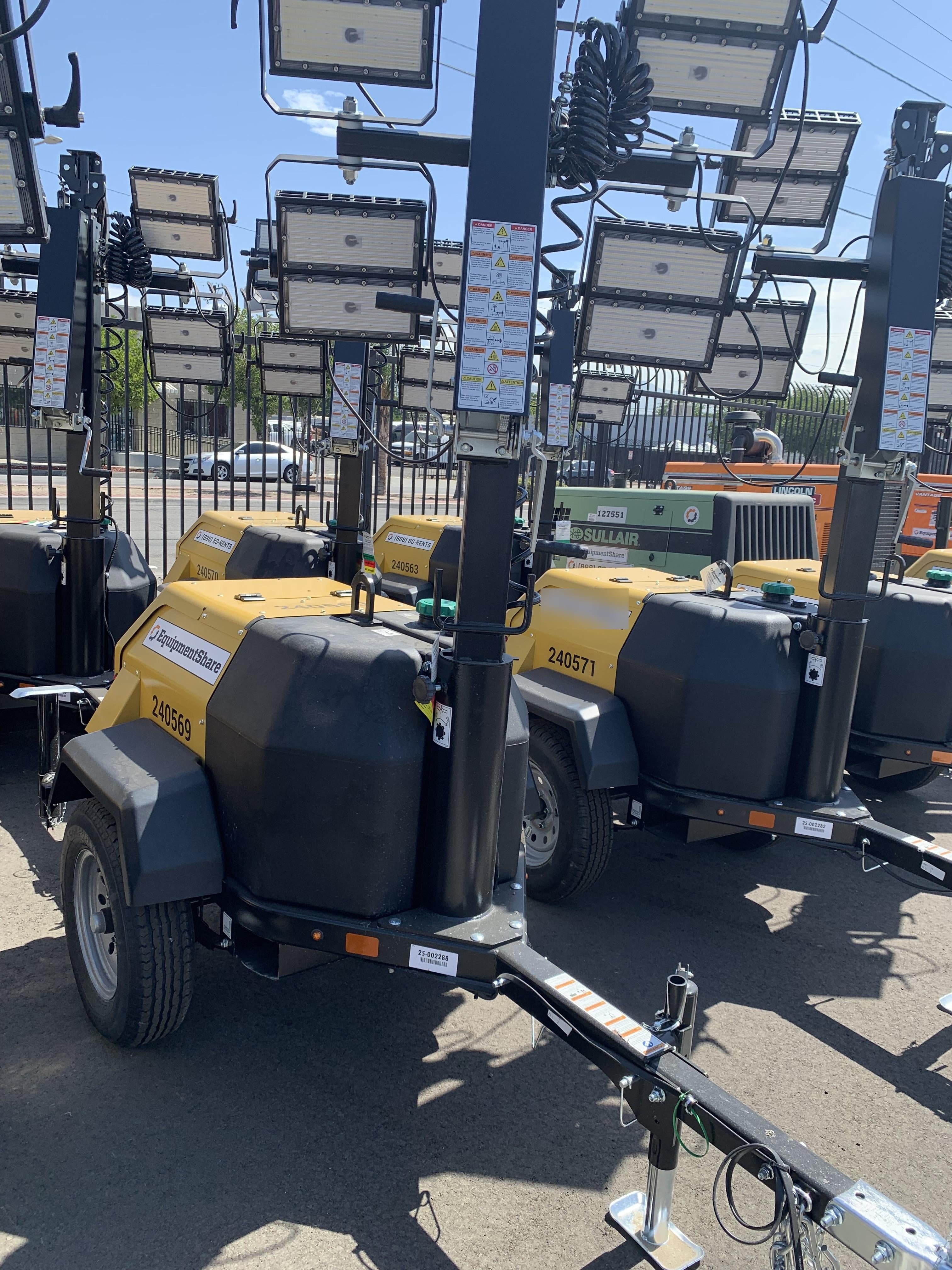 2022 Allmand NLV3GR (4) LED Light Fixture 350W, 23' Vertical Mast, 3kW Prime, Towable, Deep Sea L401, Leveling Jacks, Yanmar T4F 5.8hp