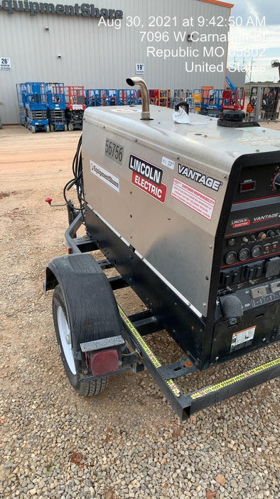 2019 Lincoln Electric Vantage 322 Welder Ready-Pak 3, Two wheel trailer, Fender and Light kit, Cable Rack