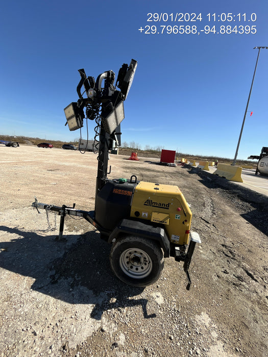 2022 Allmand NLV3GR (4) LED Light Fixture 350W, 23' Vertical Mast, 3kW Prime, Towable, ES Decals, T3