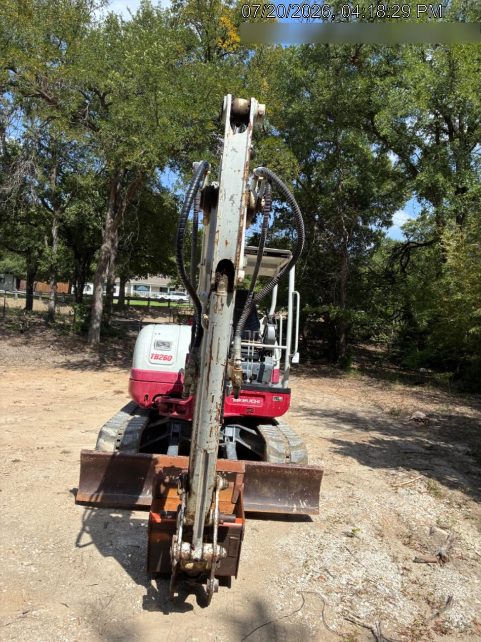 2019 Takeuchi TB260 Canopy, Standard Blade, Auxiliary hydraulics Manual QC, Hydraulic thumb, 12" ,18", 24" Bucket